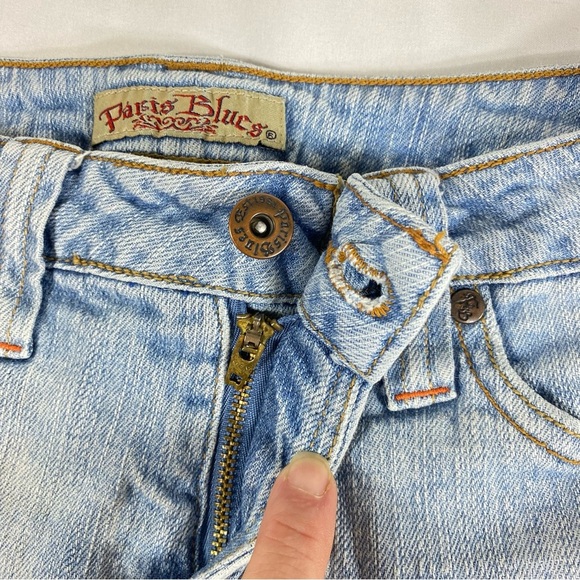 Paris Blues Embroidered Floral Design Homemade Cut-Off Shorts - Picture 2 of 6